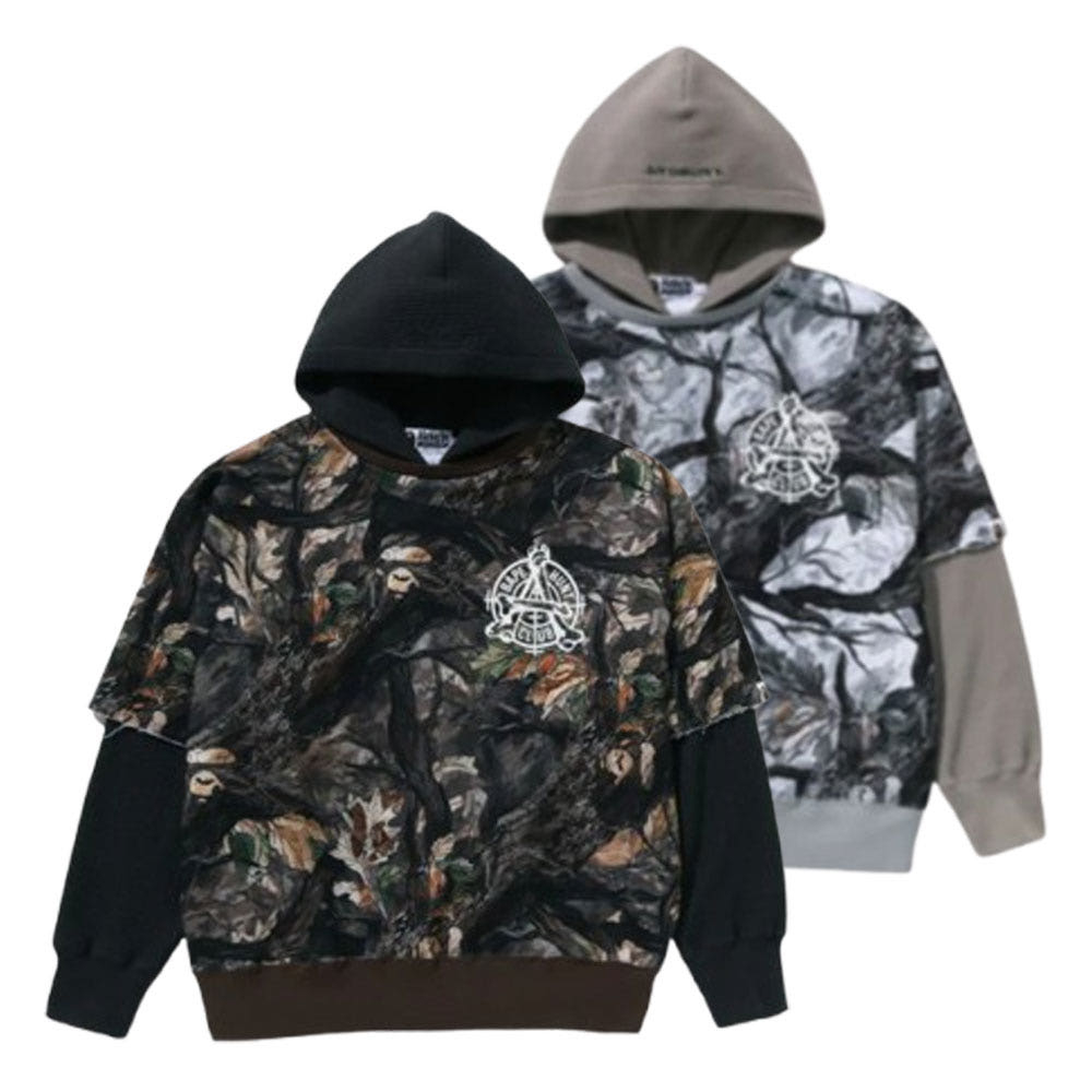 베이프 트리 엣지 카모 레이어드 풀오버 후드티 2컬러 1L80114003