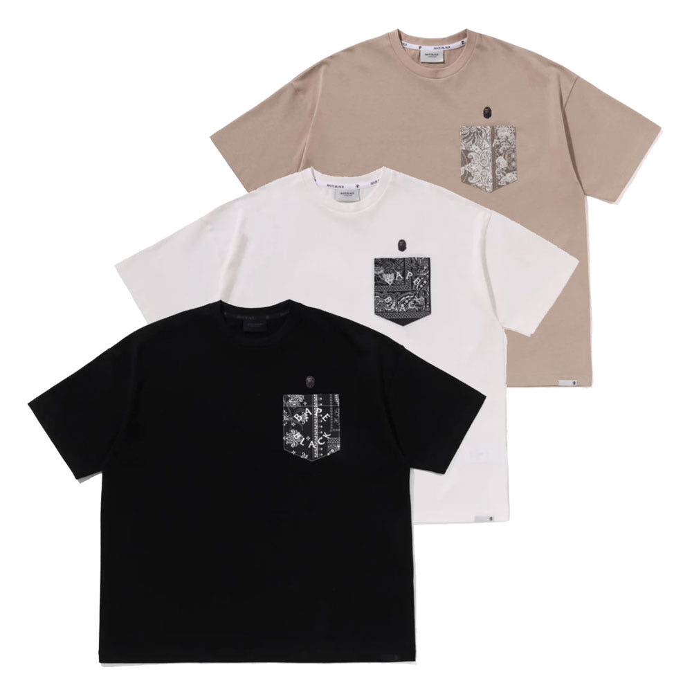 베이프 블랙 페이즐리 포켓 반팔티 2 3컬러 1L30109322