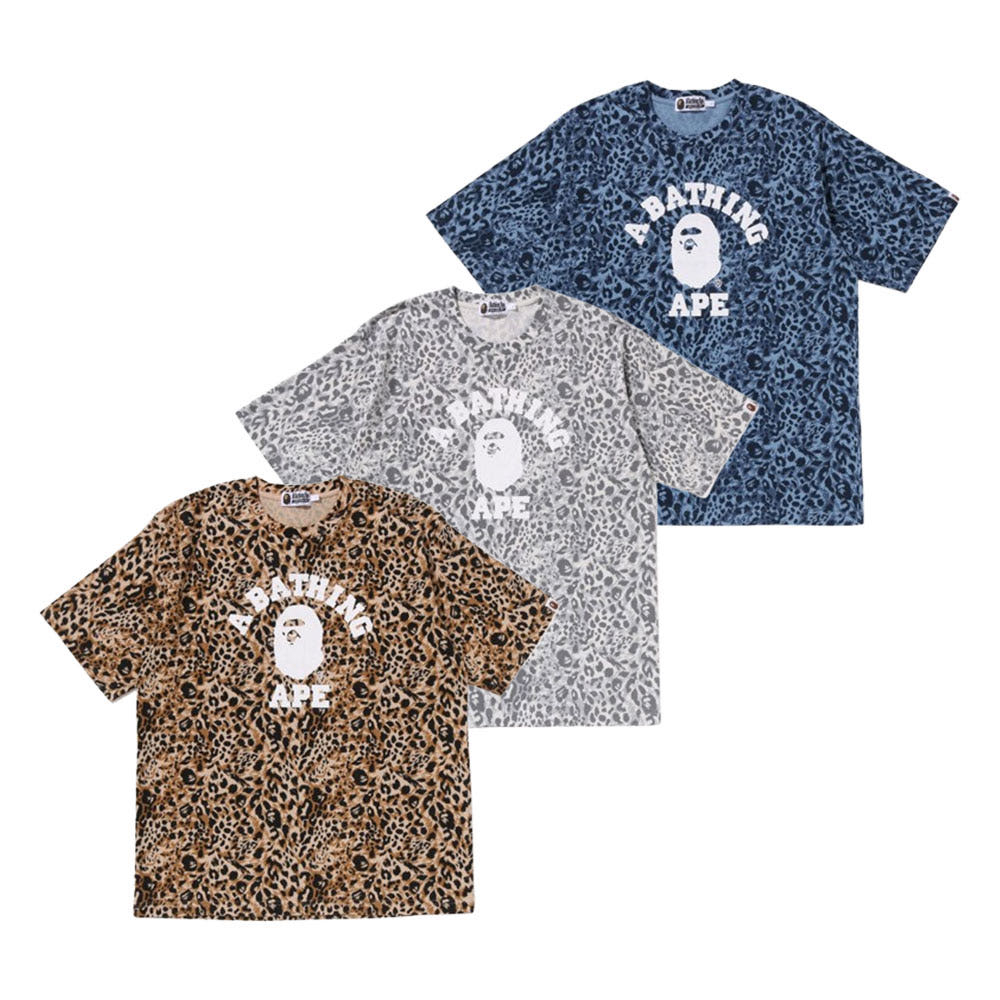 베이프 와일드 레오파드 패턴 칼리지 릴렉스핏 티셔츠 3컬러 1L80109004