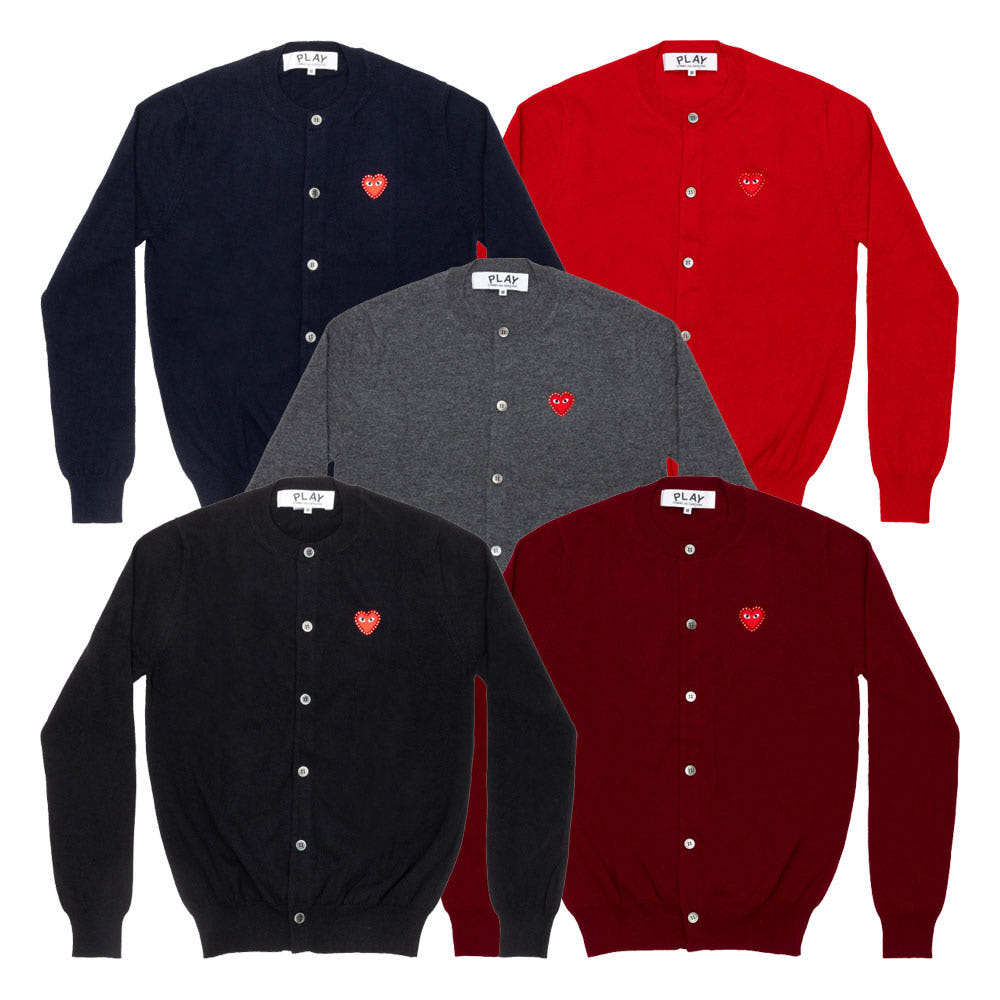 꼼데가르송 PLAY CDG 가디건 라운드넥 라인스톤 레드와펜 남녀공용 5컬러 AX-N802-051