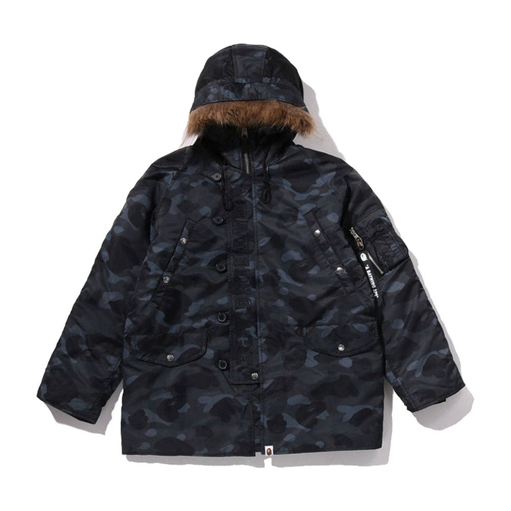 베이프 컬러 카모 N-3B 패딩 자켓 블랙 1L80141311