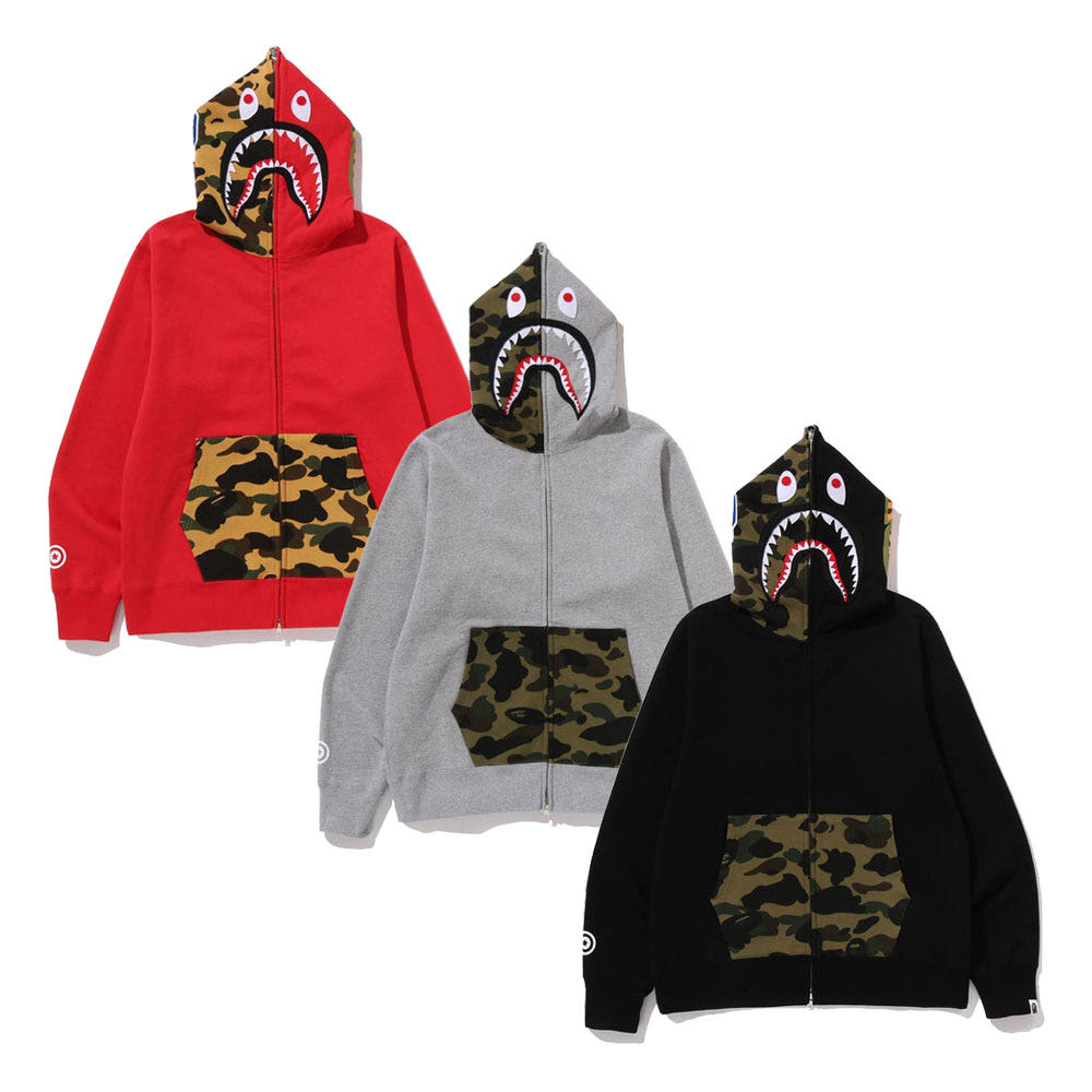 베이프 샤크 풀 집 후드 집업 3컬러 1L70115005