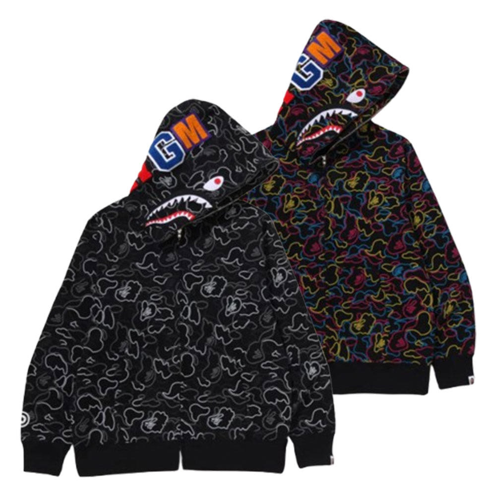 베이프 네온 카모 샤크 풀 집 후디 2컬러 1L30115009