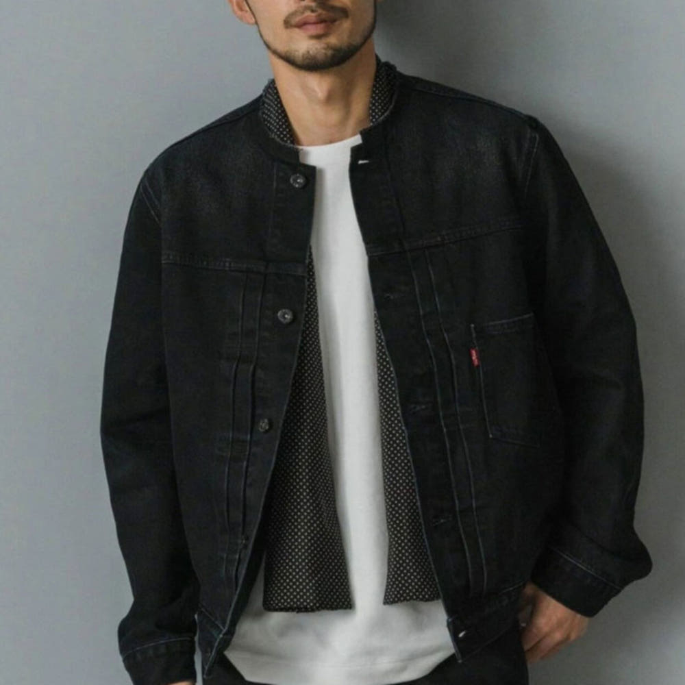 리바이스 EDIFICE 타입 1 별주 트러커 카라레스 데님 재킷 블랙 25011310014510