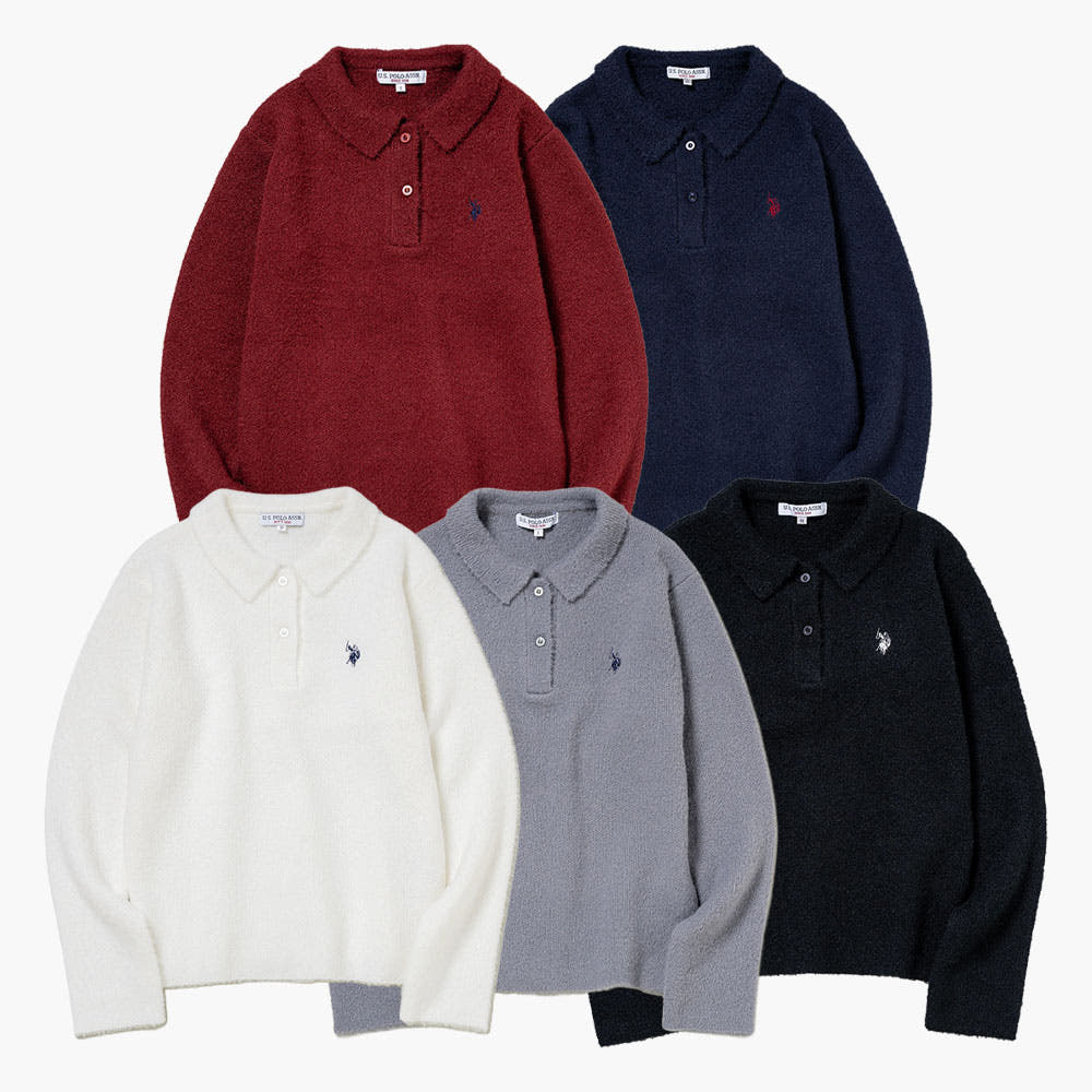 U.S. POLO ASSN. 유에스폴로에센 샤기 니트 폴로 더블 호스맨 자수 5컬러 PLL53401