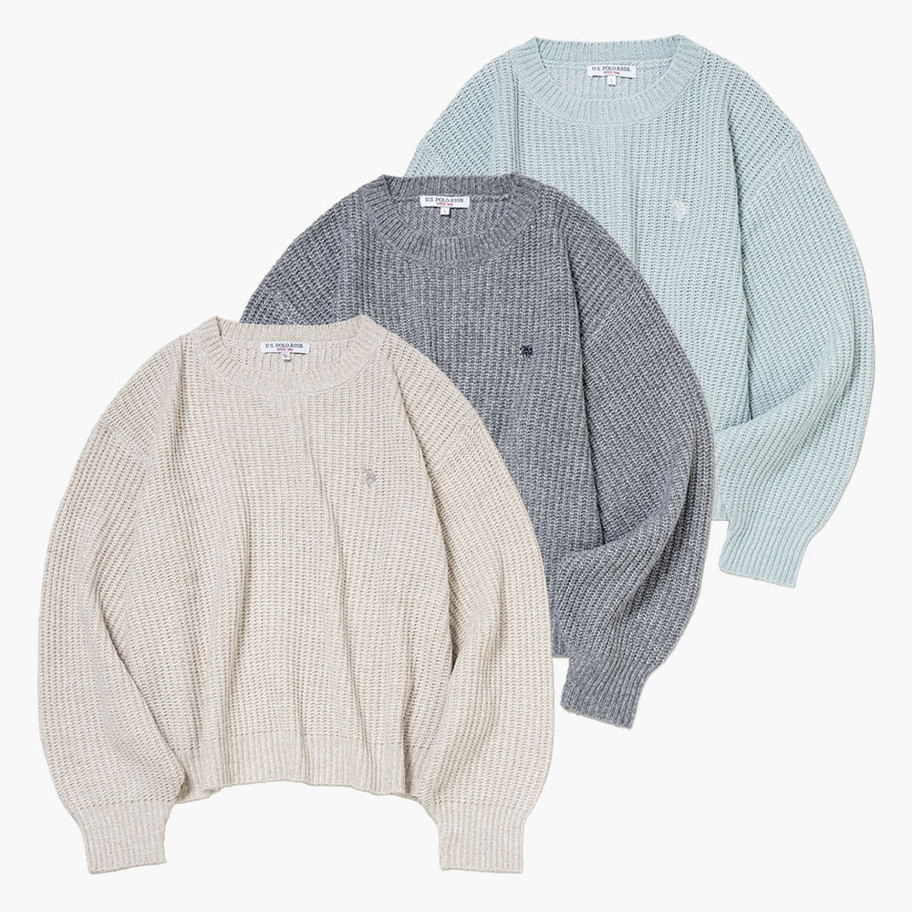 U.S. POLO ASSN. 유에스폴로에센 라메크루 니트 풀오버 더블 호스맨 자수 3컬러 PLL53403