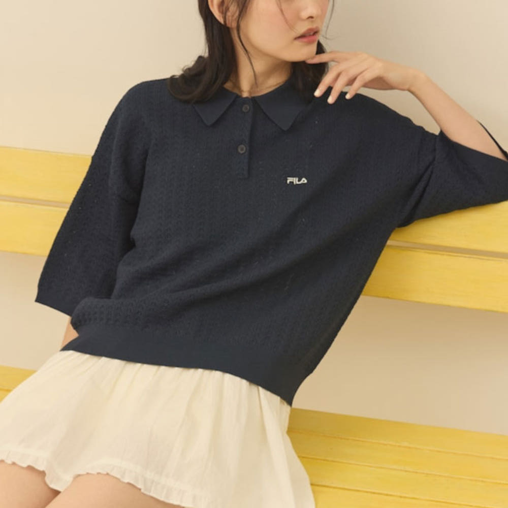 프릭스스토어 휠라 별주 아일렛 반팔 폴로 니트 풀오버 3컬러 1333238300001