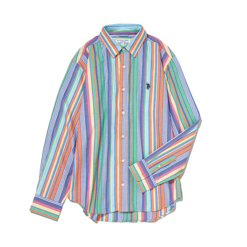 U.S. POLO ASSN. 유에스폴로에센 더블 호스맨 자수 레귤러 컬러 멀티 스트라이프 셔츠 PLM53710