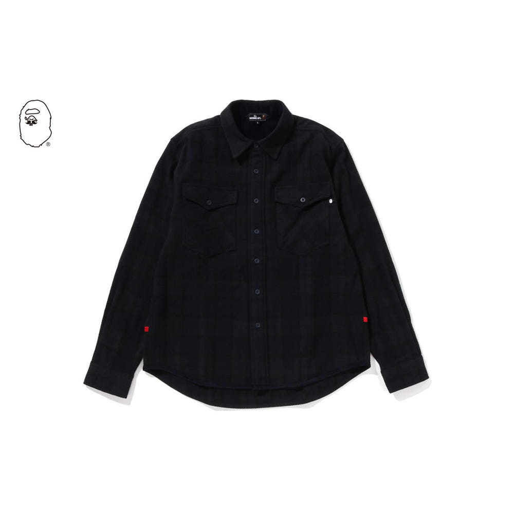 베이프 체크 플란넬 셔츠 네이비 7L70131308