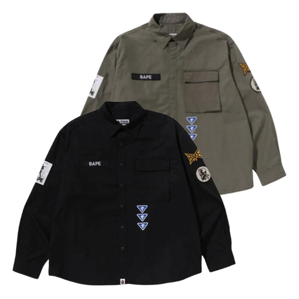 베이프 베싱 에이프 로고 밀리터리 LS 셔츠 2컬러 1L80131301
