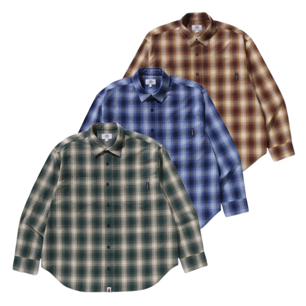 베이프 옴브레 체크 컬리지 릴렉스 핏 셔츠 3컬러 1L30131005