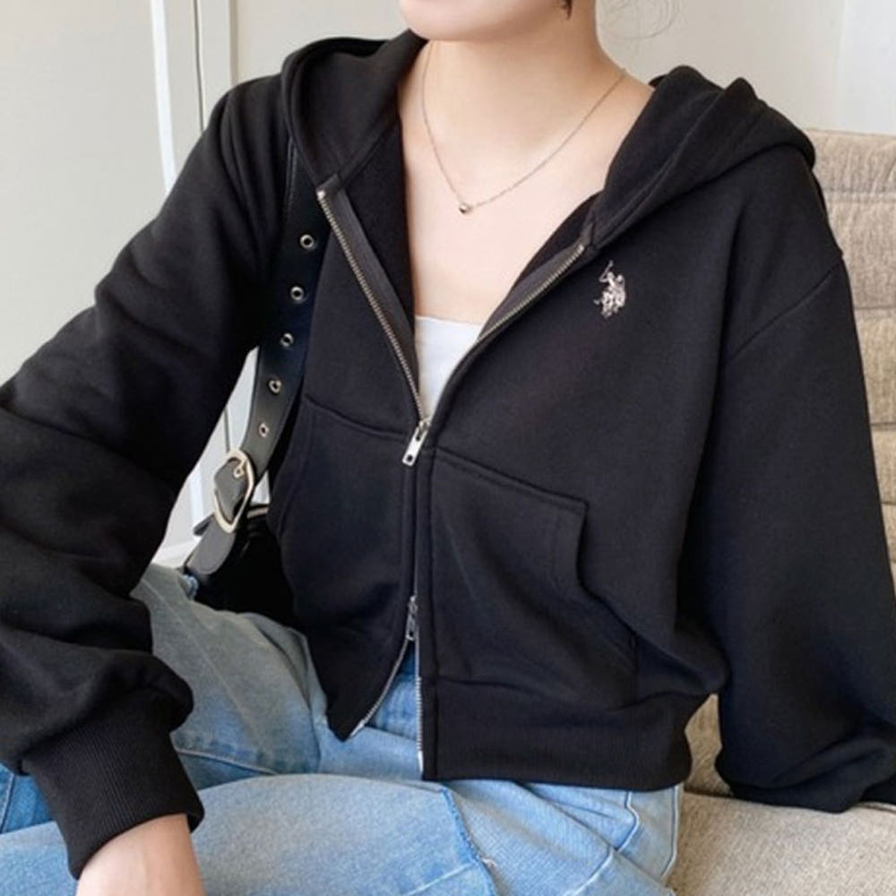 U.S. POLO ASSN. 유에스폴로에센 원포인트 자수 더블 지퍼 숏 후드집업 4컬러 mt07241