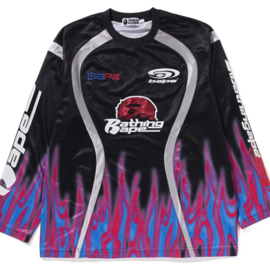 베이프 프레임 패턴 멀티로고 릴렉스핏 풋볼 저지 2컬러 1L30111310