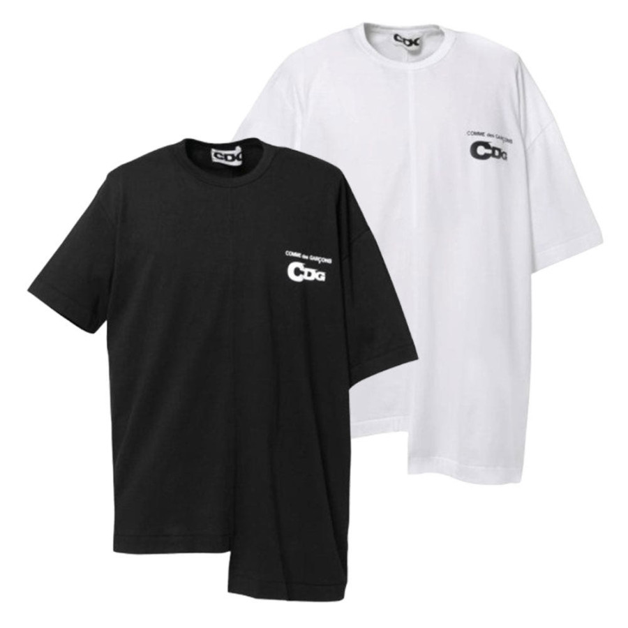 CDG 꼼데가르송 ASYMMETRIC 비대칭 스프릿 티셔츠 블랙 화이트 SZ-T076