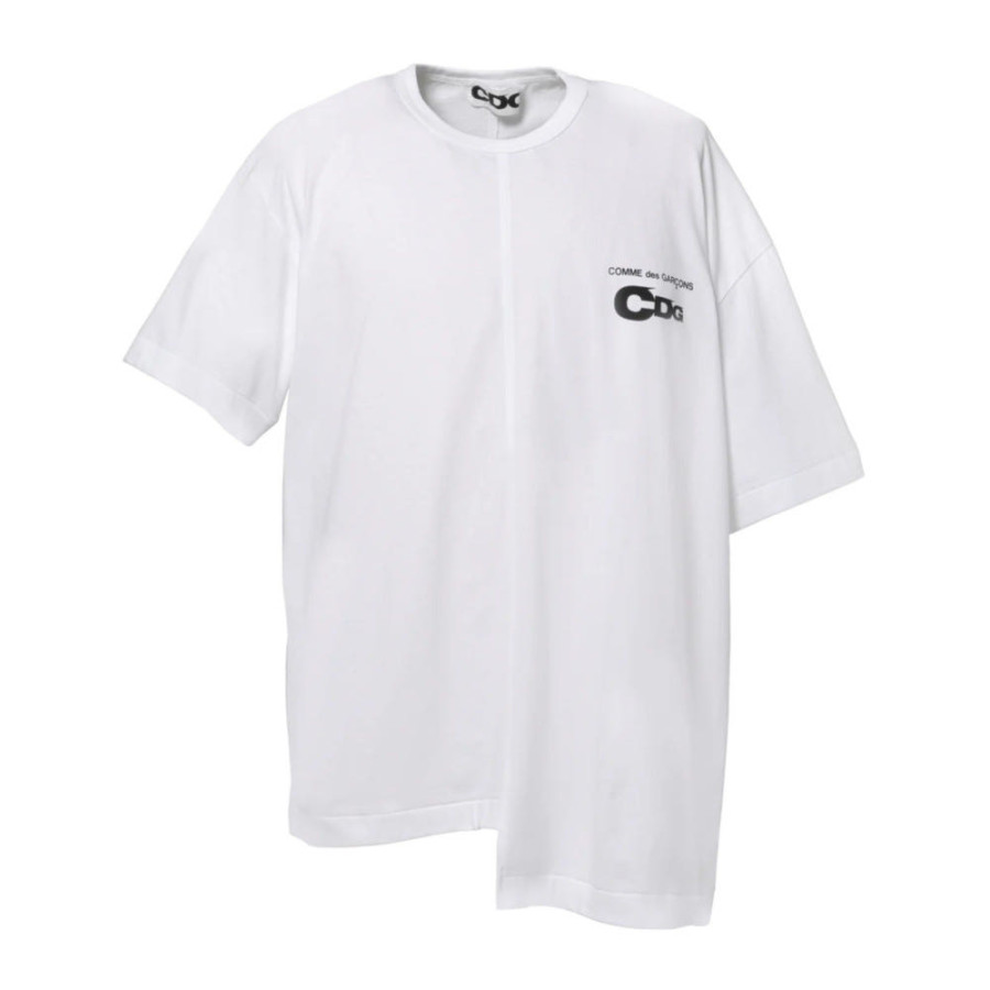 CDG 꼼데가르송 ASYMMETRIC 비대칭 스프릿 티셔츠 블랙 화이트 SZ-T076