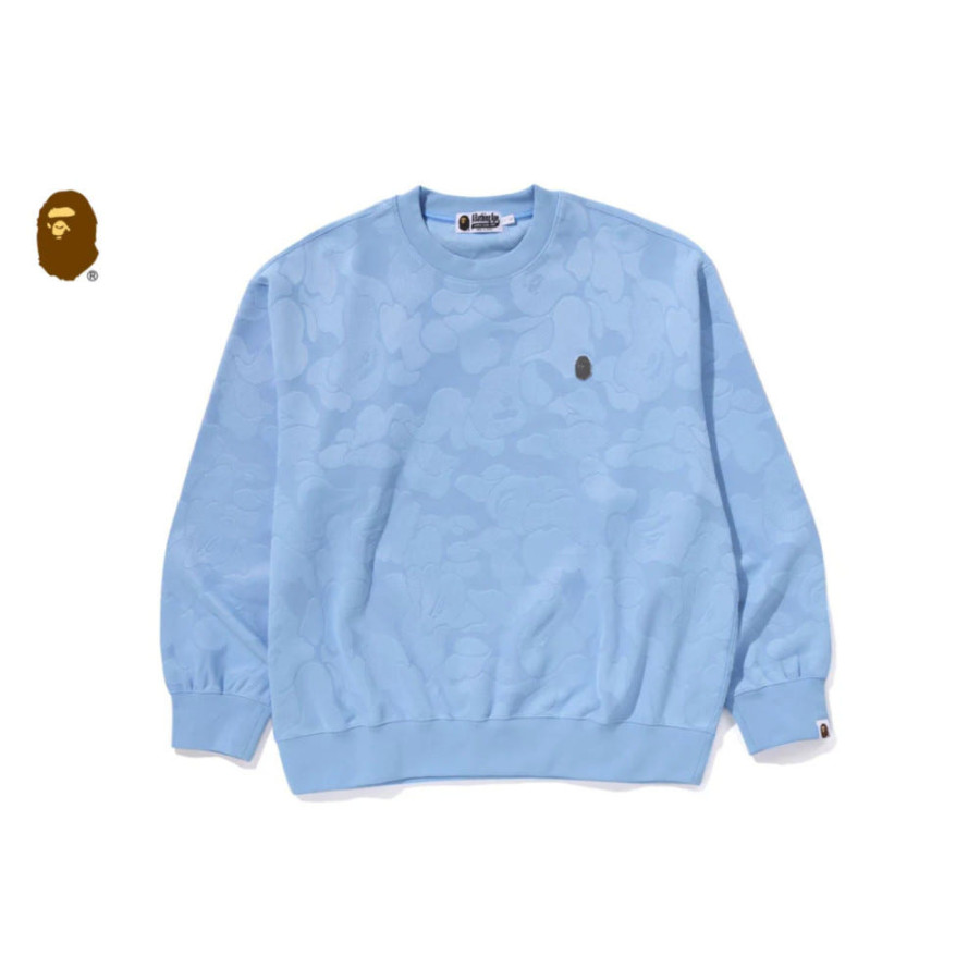 베이프 솔리드 카모 자카드 원 포인트 릴렉스핏 크루넥 스웻셔츠 3컬러 1L30113305