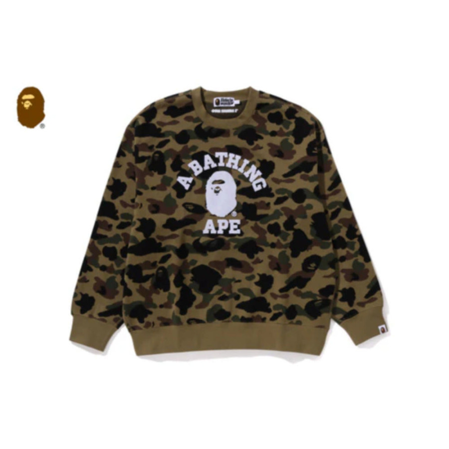 베이프 1ST 카모 자카드 컬리지 릴렉스핏 크루넥 스웻셔츠 2컬러 1L30113307