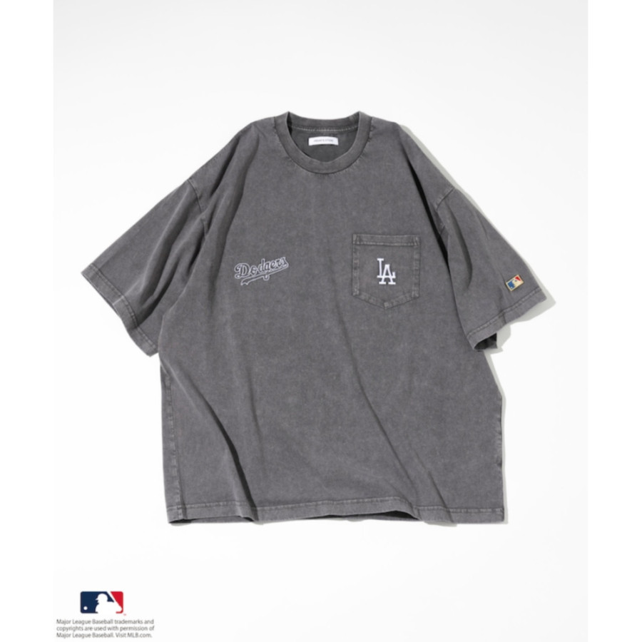 프릭스스토어 MLB 메이저리그 야구 페이드가공 더블로고 크루넥 포켓 반팔티 4컬러 1026248902548