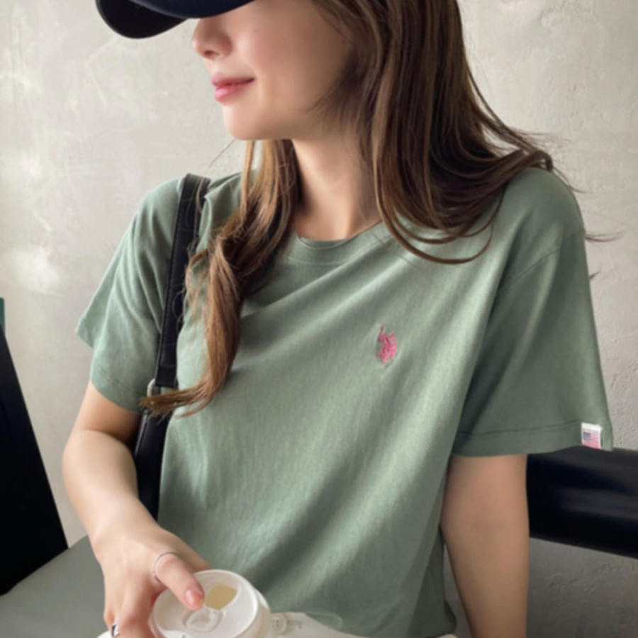 U.S. POLO ASSN. 유에스폴로에센 원포인트 자수 컴팩트 실루엣 베이직 티셔츠 8컬러 ada1285