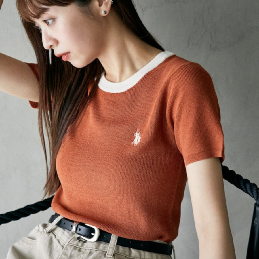퍼블럭스 U.S. POLO ASSN. 유에스폴로에센 별주 칼라 배색 디자인 서머 니트 티셔츠 3컬러 3233291600002