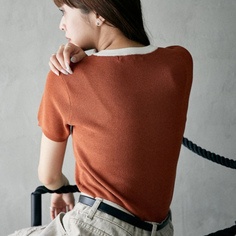 퍼블럭스 U.S. POLO ASSN. 유에스폴로에센 별주 칼라 배색 디자인 서머 니트 티셔츠 3컬러 3233291600002