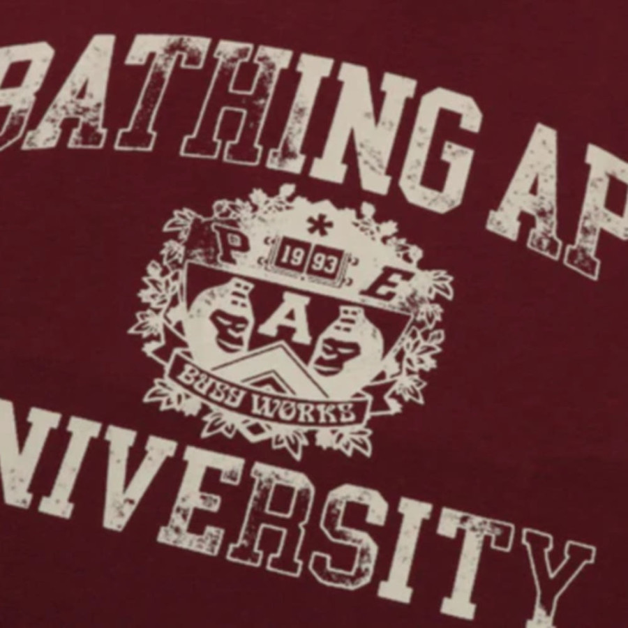 베이프 스프레이 프린트 칼리지 로고 릴렉스핏 티셔츠 3컬러 1L80110332