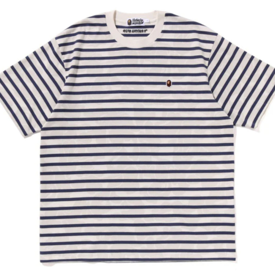 베이프 솔리드 카모 스트라이프 원 포인트 릴렉스핏 티셔츠 2컬러 1L80109305