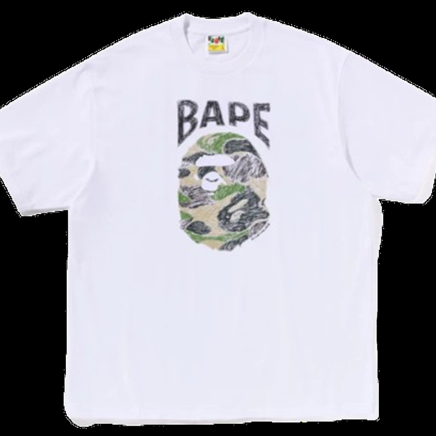 베이프 ABC 카모 핸드 드로우 에이프 헤드 릴렉스핏 티셔츠 3컬러 1L30110340