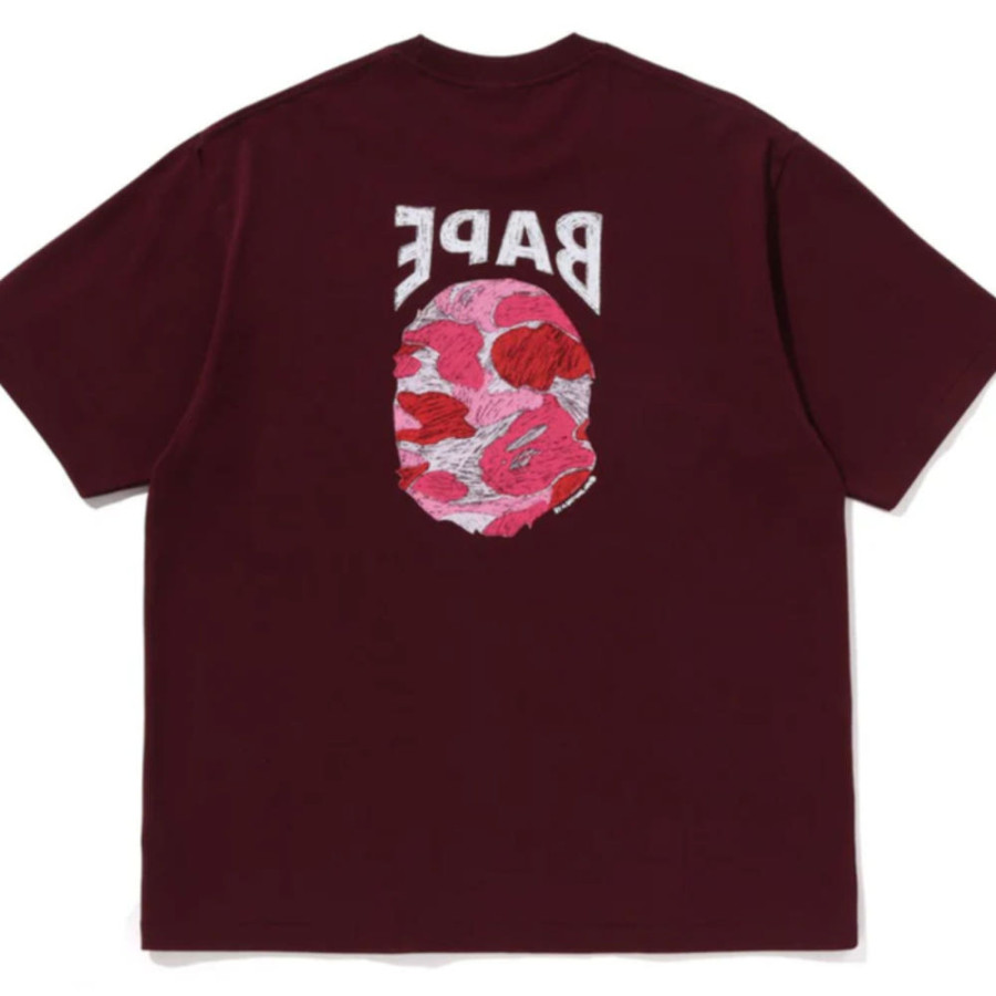 베이프 ABC 카모 핸드 드로우 에이프 헤드 릴렉스핏 티셔츠 3컬러 1L30110340