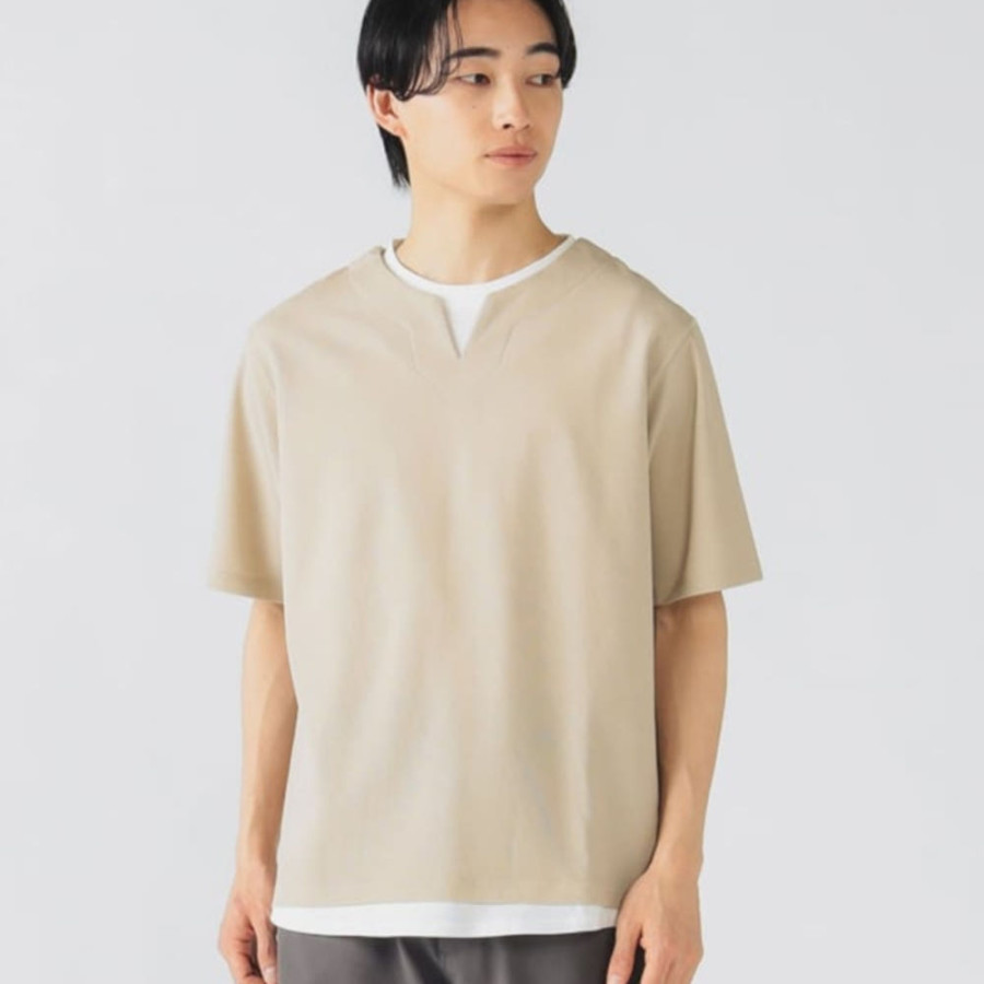 빔즈 하트 슬릿넥 페이크 레이어드 티셔츠 3컬러 42-04-0331-286