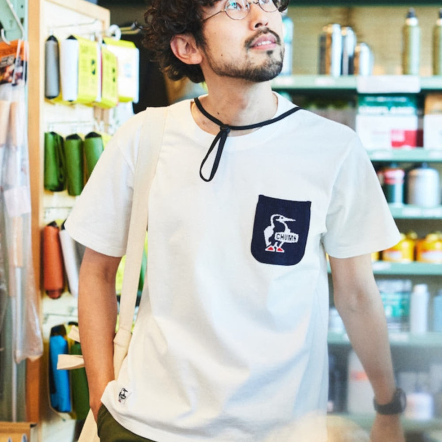 프릭스스토어 별주 CHUMS 부비버드 니트 포켓 크루넥 티셔츠 4컬러 1226180500650