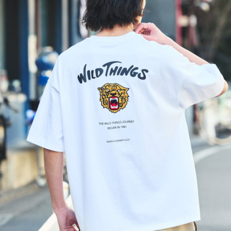 프릭스스토어 별주 WILD THINGS 빅 실루엣 타이거 모티브 백 프린트 티셔츠 4컬러 1226319600142