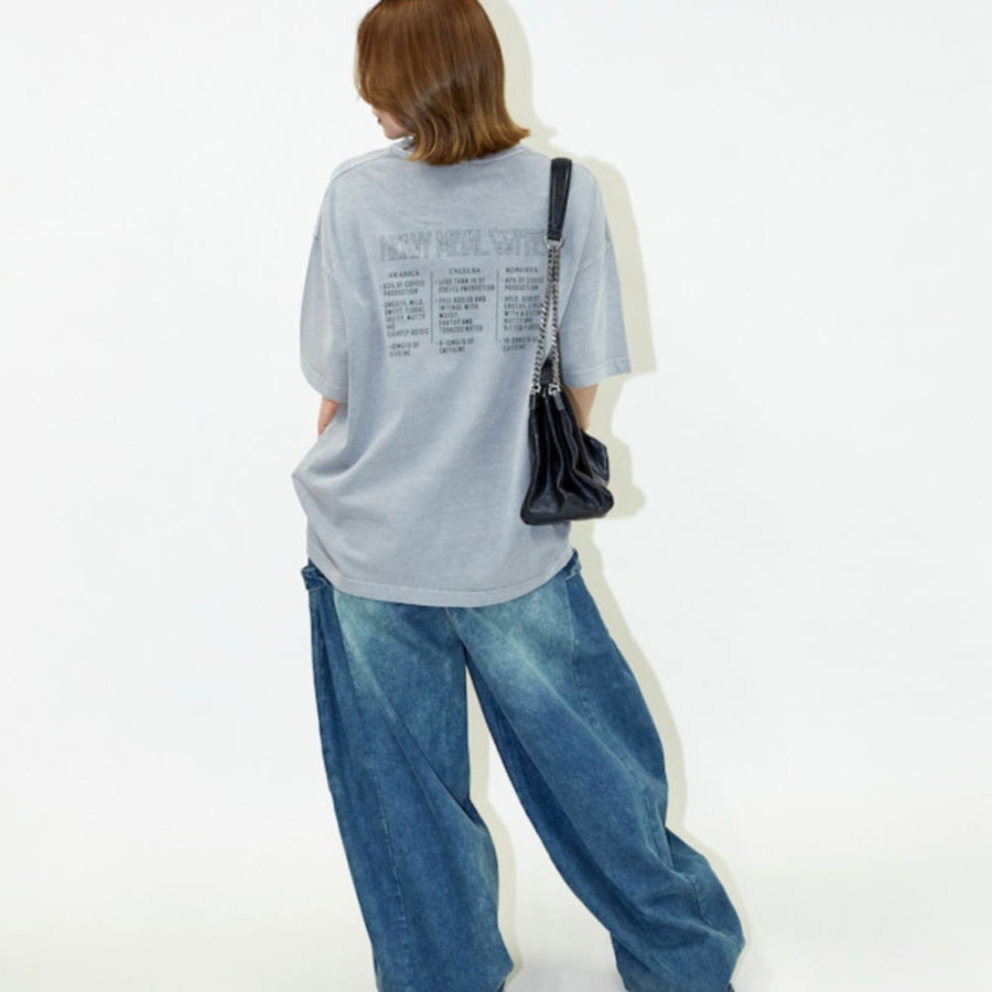 프릭스스토어 빅 실루엣 피그먼트 다이 크랙 프린트 크루넥 티셔츠 2컬러 1226248902964