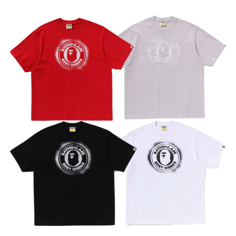 베이프 스프레이 프린트 비지 워크스 릴렉스 핏 티셔츠 4컬러 1L30110321