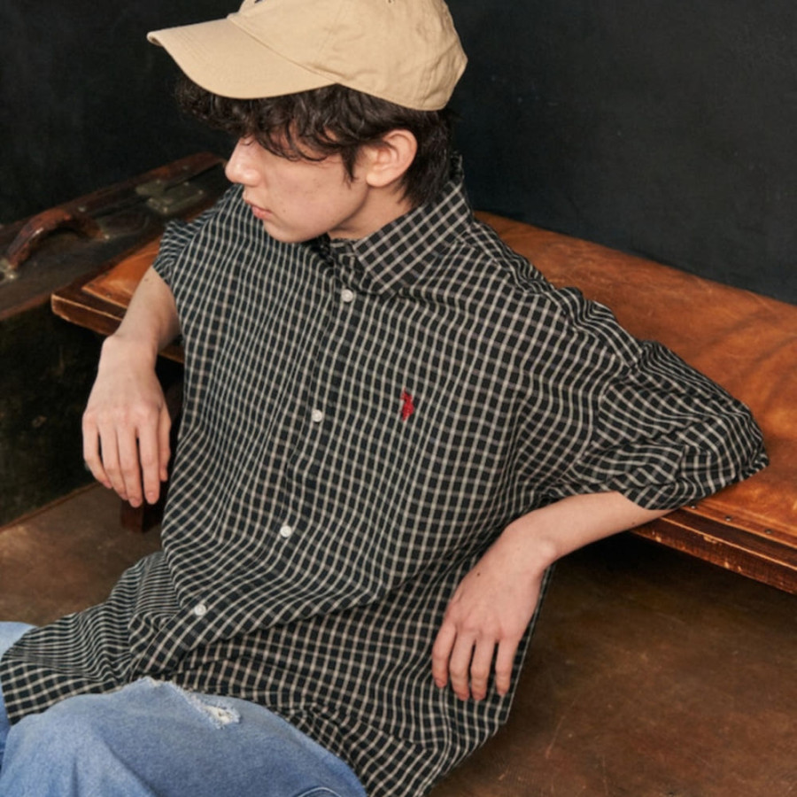 퍼블럭스 U.S. POLO ASSN. 유에스폴로에센 별주 원포인트 자수 체크 반소매 셔츠 5컬러 3105291600006