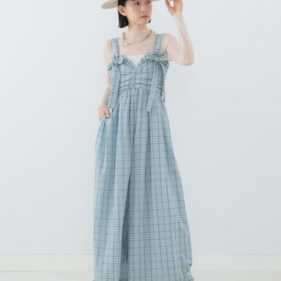 빔즈 CAROLINA GLASER 체크 무늬 리본 프릴 살로펫 3컬러 62-17-0015-438