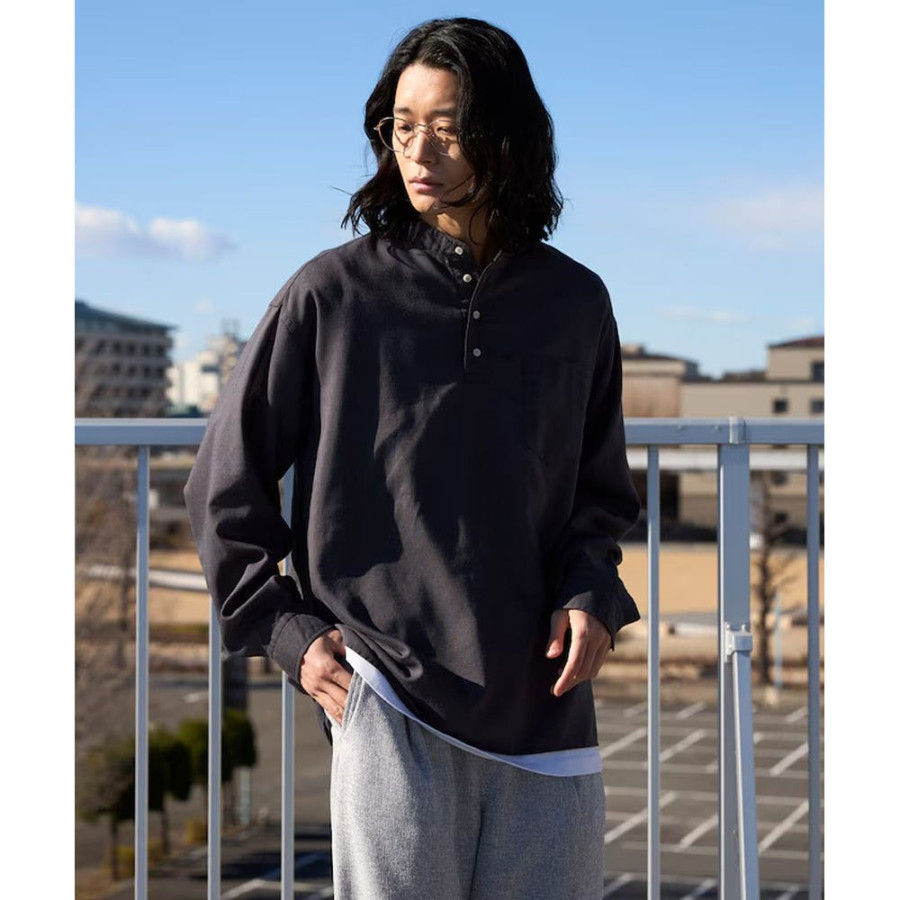 프릭스스토어 릴랙스핏 린넨 믹스 밴드 칼라 풀오버 셔츠 3컬러 1203248900022