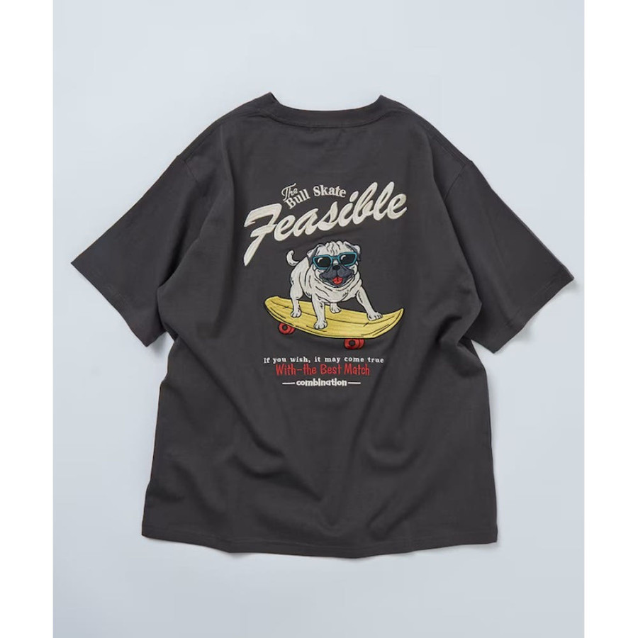 프릭스스토어 릴랙스핏 백 자수 디자인 크루넥 티셔츠 Dog 3컬러 1226248903007