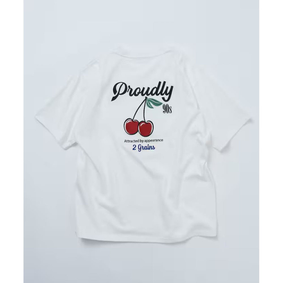 프릭스스토어 릴랙스핏 디자인 백 자수 크루넥 반팔 티셔츠 Cherry 3컬러 1226248903005