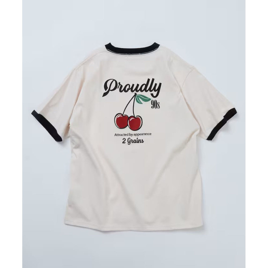 프릭스스토어 릴랙스핏 디자인 백 자수 크루넥 반팔 티셔츠 Cherry 3컬러 1226248903005