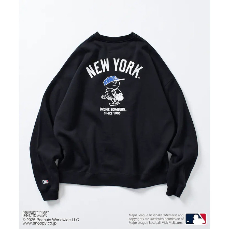 프릭스스토어 MLB×PEANUTS 별주 빅실루엣 백프린트 크루넥 스웨트 티셔츠 양키스 3컬러 1221248900913