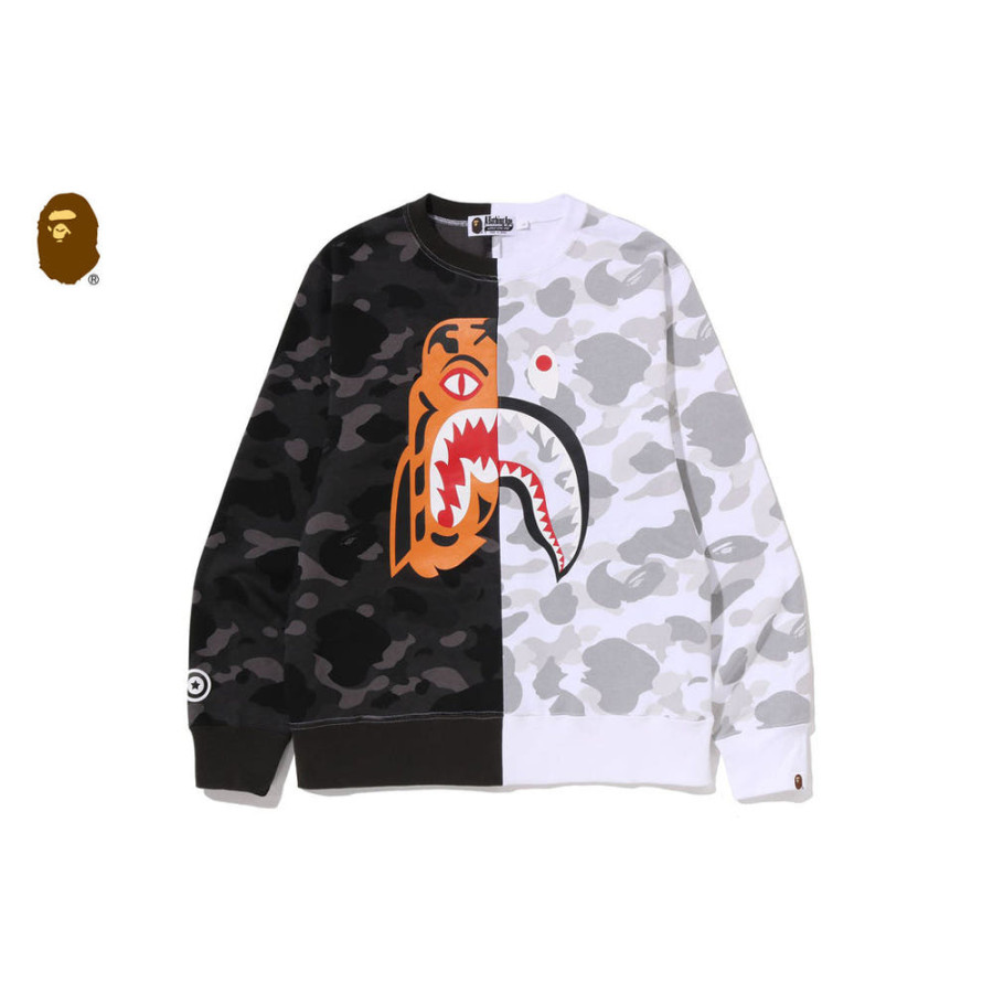 베이프 컬러 카모 타이거 샤크 크루넥 스웨트셔츠 2컬러 1L80113009