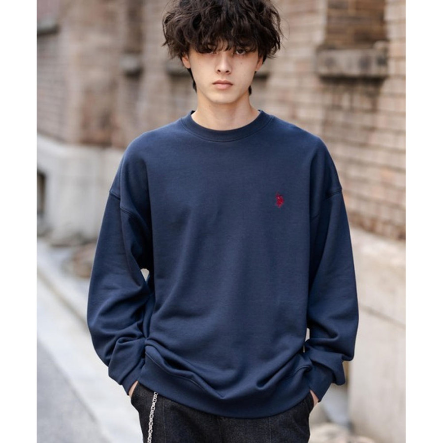 U.S. POLO ASSN. 유에스폴로에센 오버사이즈 기모 원포인트 로고 자수 긴팔 스우 7컬러 98269850