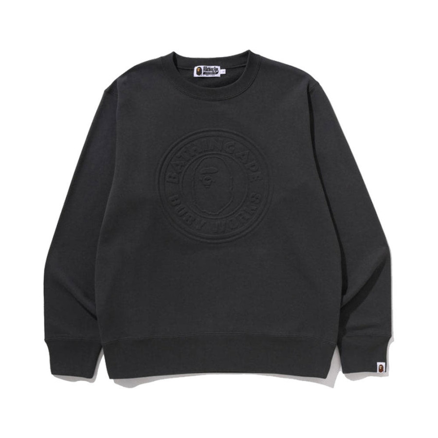 베이프 앰보스 BUSY WORKS 크루넥 맨투맨 블랙 1L70113004