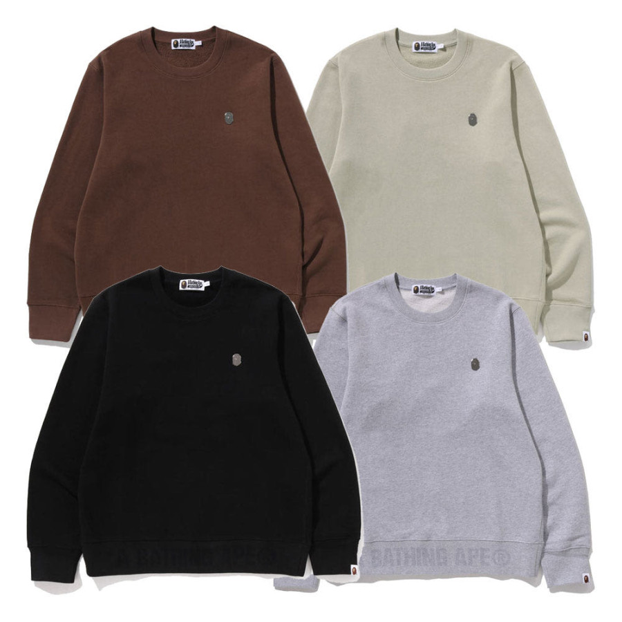 베이프 원포인트 크루넥 스웨트셔츠 4컬러 1L80113306