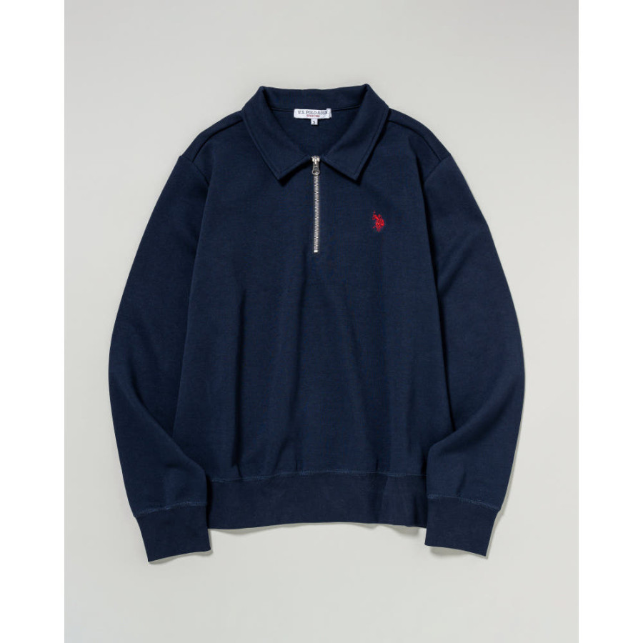 U.S. POLO ASSN. 유에스폴로에센 더블 호스맨 자수 하프 집 폴로 스웨트 3컬러 PLM53329