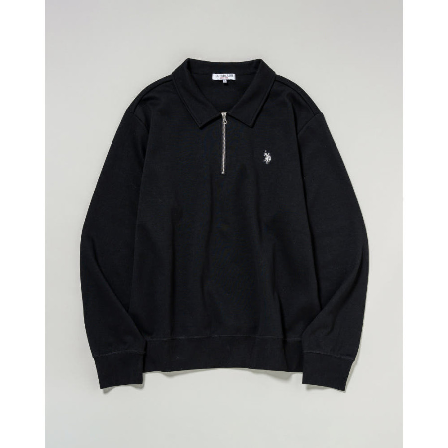U.S. POLO ASSN. 유에스폴로에센 더블 호스맨 자수 하프 집 폴로 스웨트 3컬러 PLM53329