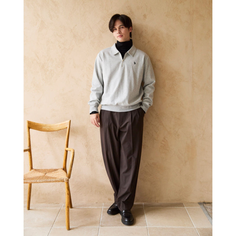 U.S. POLO ASSN. 유에스폴로에센 더블 호스맨 자수 하프 집 폴로 스웨트 3컬러 PLM53329