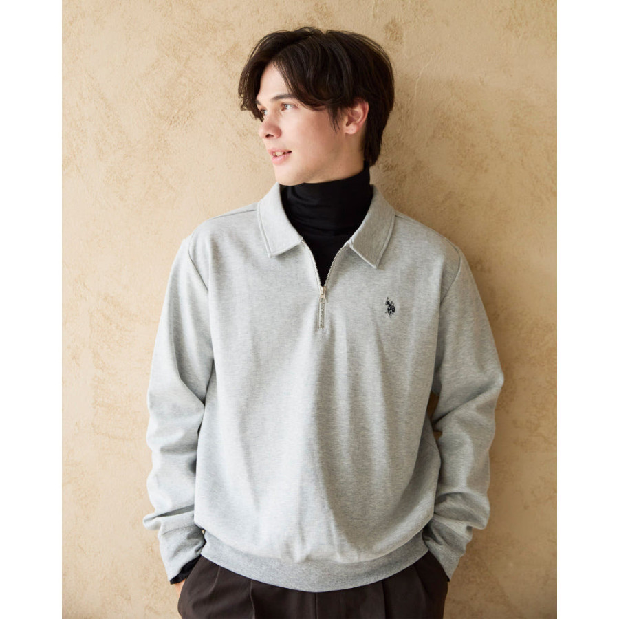 U.S. POLO ASSN. 유에스폴로에센 더블 호스맨 자수 하프 집 폴로 스웨트 3컬러 PLM53329