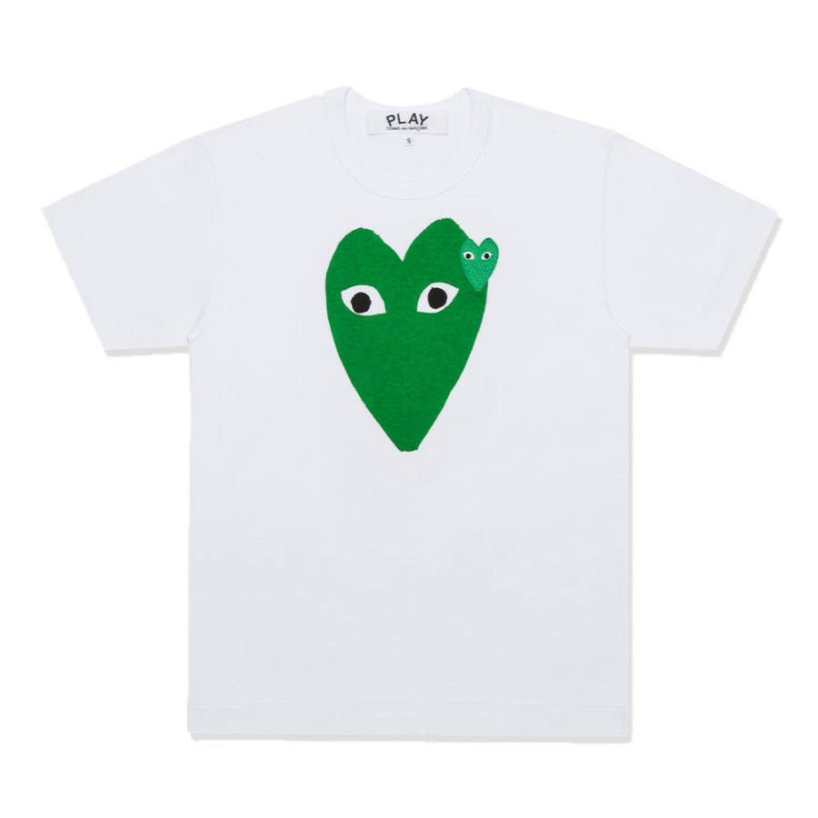 꼼데가르송 PLAY CDG 반팔티 남녀공용 화이트 AX-T060-051